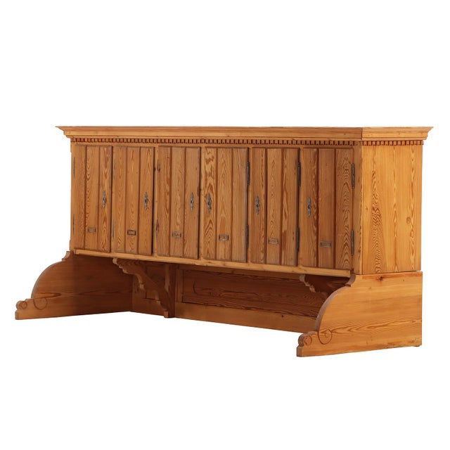 Traditional A Large Belgian Pitch Pine Cabinet, C. 1890. For Sale - Image 3 of 12