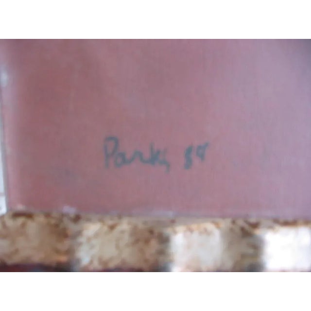 Wood Vintage Harvey Parks Theatrical Acrylic Painting Custom Framed 1984,PInk's, Charcoal, Red, Brown For Sale - Image 7 of 7
