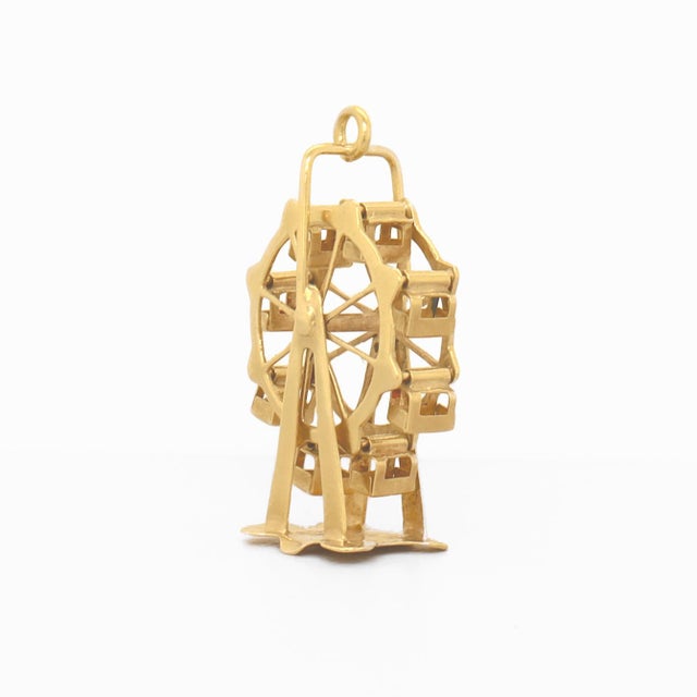 Modern Antique Austrian 14k Gold Figural Ferris Wheel Charm for a Bracelet For Sale - Image 3 of 10