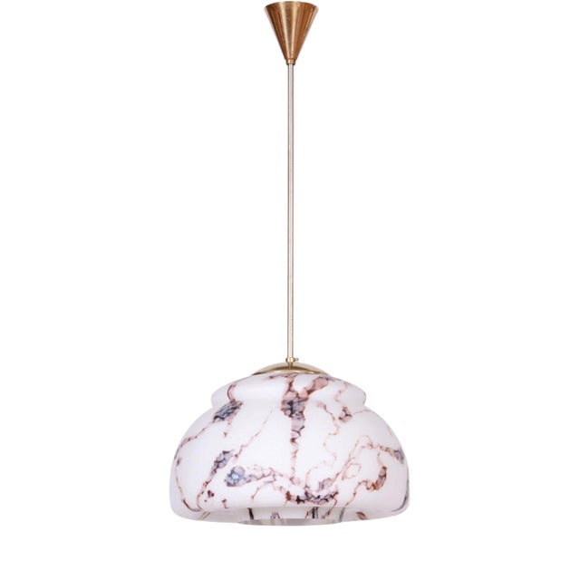 Mid-Century Modern Pendant Light in Chrome and Brass by Kamenický Šenov, Czech, 1960s For Sale