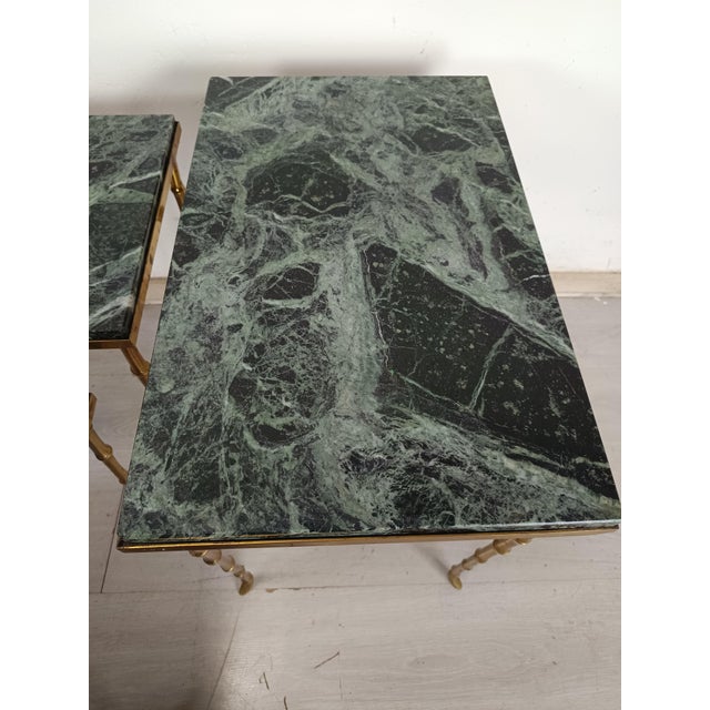 Nesting Tables in Bamboo, Bronze, and Marble from Maison Jansen, 1950s, Set of 3 For Sale - Image 14 of 16