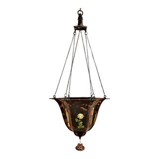 Arts and Crafts Chinoiserie Tole-Peinte Accent Pendent Fixture For Sale