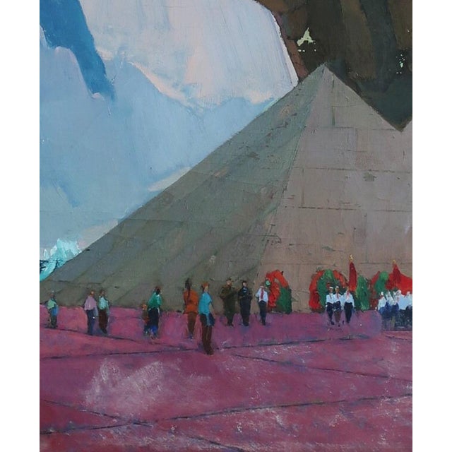 1970s Original Socialist Realism Oil Painting: Ukrainian Artist, Monumental Architecture 120-100 For Sale - Image 5 of 6