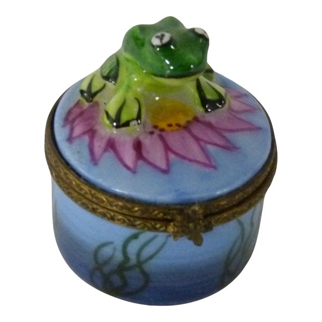 Limoges France Frog Trinket Box | Peint Main | g.p Artist Signature For Sale