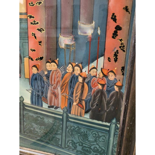 View of a Palace in Asia, 20th Century, Reverse Glass Painting For Sale - Image 16 of 18
