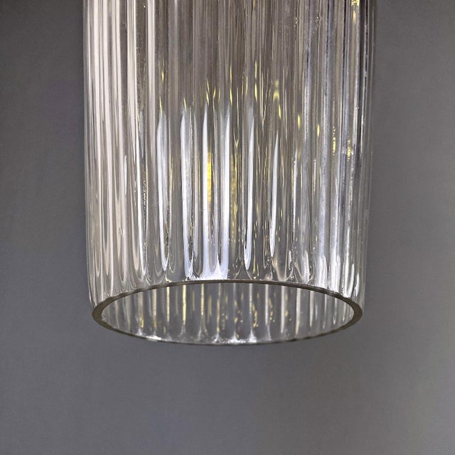 Mid-Century Modern Italian Golden Plastic and Fluted Glass Ceiling Lamp, 1950s For Sale - Image 13 of 14