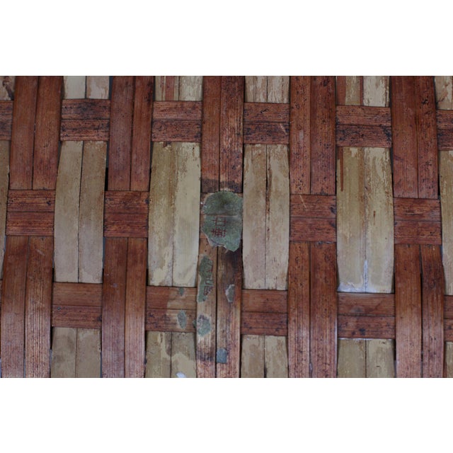 Mid-Century Chinese Large Bamboo & Rattan Woven Basket With Handles For Sale - Image 12 of 15