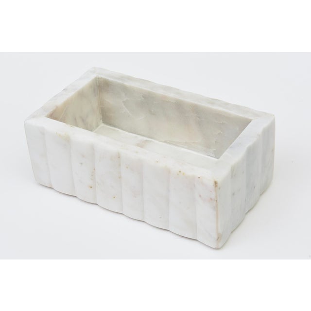 Contemporary White and Gray Marble Box, 1990's For Sale - Image 3 of 12