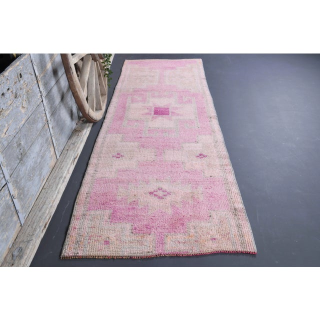 Vintage Turkish Hand-Knotted vintage rug is a semi-antique vintage runner rug.'70s Eastern region of Turkey's unique rug...