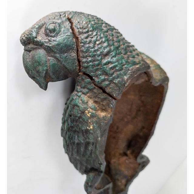 19th Century Cast Iron Model of a Parrot With Green Paint For Sale - Image 14 of 17
