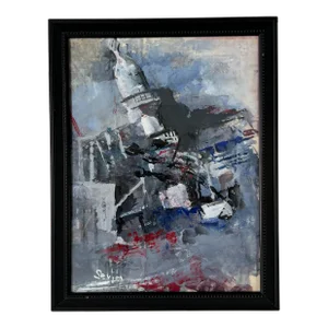 80's Sevim Expressionist Abstract Oil Painting