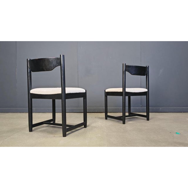 Brutalist Vintage Black Wooden Dining Chairs, 1970s, Set of 6 For Sale - Image 3 of 15