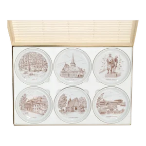 1960s Furstenberg Porcelain Uelzen West Germany City Butter Plates Coasters- Set of 6