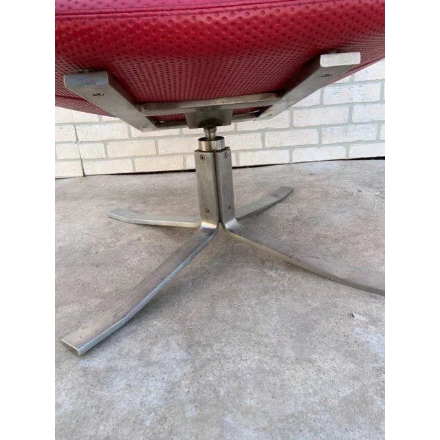 Red MCM Corona Chair by Poul M. Volther Newly Reupholstered in Embossed Red Leather For Sale - Image 8 of 9