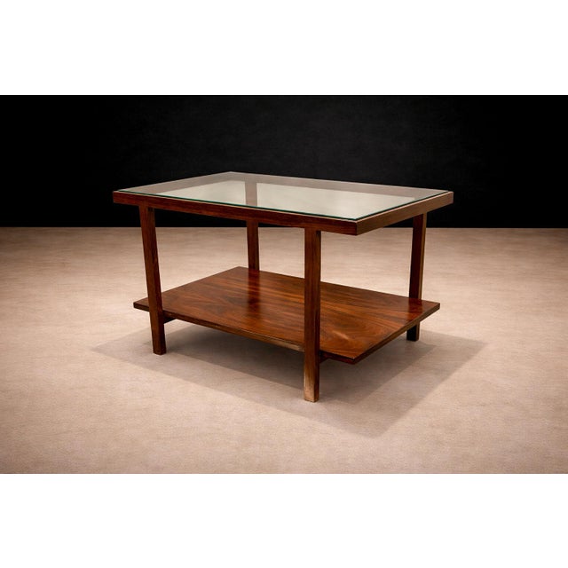 Mid-Century Modern Brazilian Modern Rectangular Side Table in Rosewood & Glass, Unknown, 1960s For Sale - Image 3 of 10