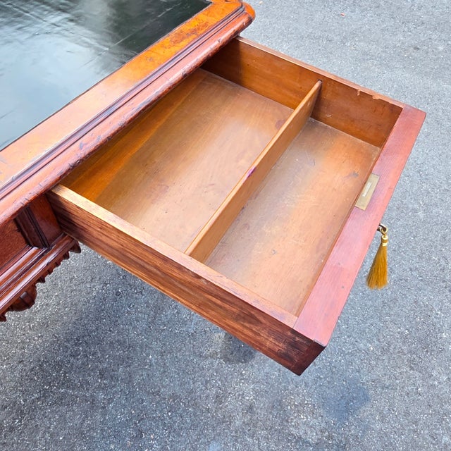 Antique 19th Century Victorian Library Table Desk For Sale - Image 9 of 13