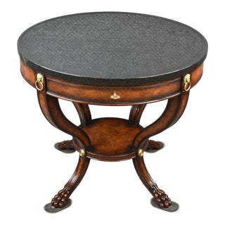 1970s Traditional Chippendale Style Marble Top Center Table For Sale