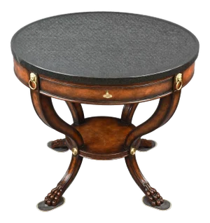 1970s Traditional Chippendale Style Marble Top Center Table