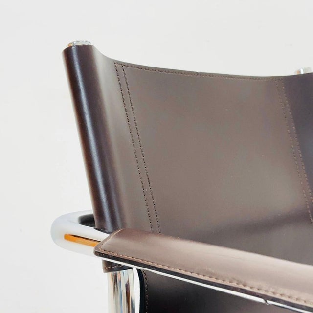 Marcel Breuer Vintage Visitor Chair in Brown Leather by Marcel Breuer, 1970s For Sale - Image 4 of 10