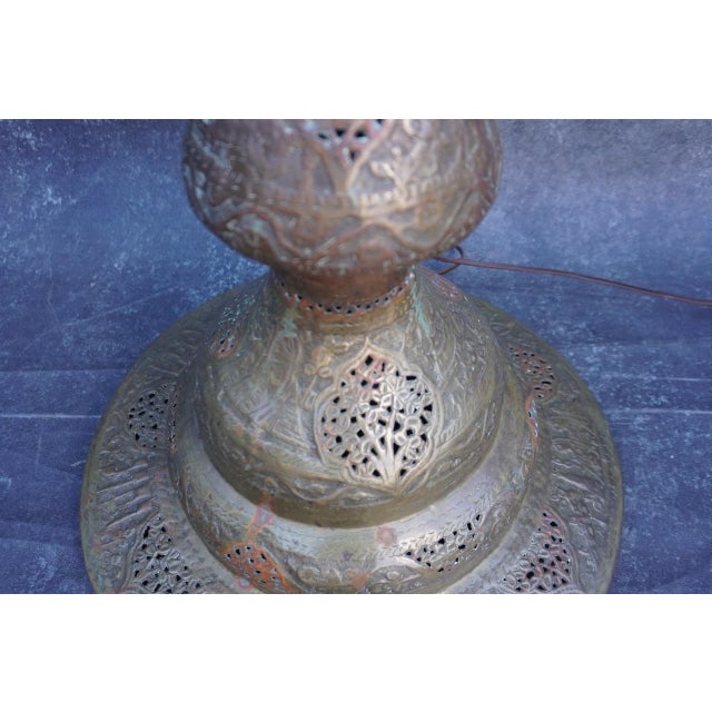 Copper 1920s Brass and Copper Egyptian Revival Floor Lamp For Sale - Image 8 of 11