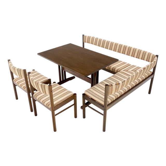 Danish Mid Century Modern L Shape Bench Chairs Dining Table Kitchen Dinette Set For Sale