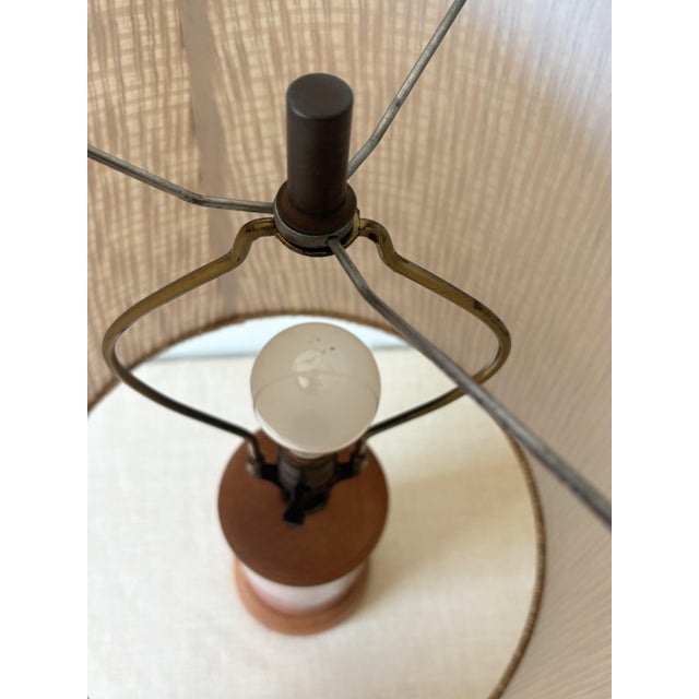 Sky Blue Vintage Mid-Century Modern William Manker Studio California Art Pottery Lamp Blue Pink Ombre For Sale - Image 8 of 18