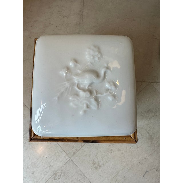 1960s Vintage Porcelain Box With Two Stylized Elephant Head Handles For Sale - Image 5 of 14