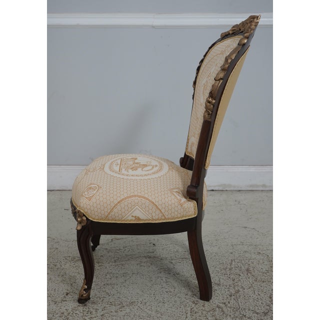 Victorian Pair Antique French Victorian Upholstered Parlor Chairs For Sale - Image 3 of 12