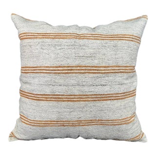 Turkish Hemp Pillow Cushion Natural Beige Rust Pillow Cushion Cover 24"x24" For Sale