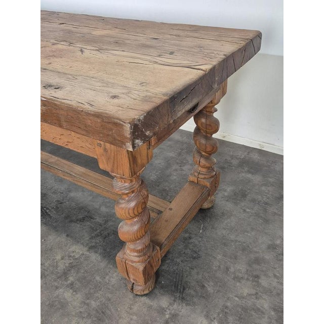 Louis XIII Style Farmhouse Table in Oak For Sale - Image 9 of 11