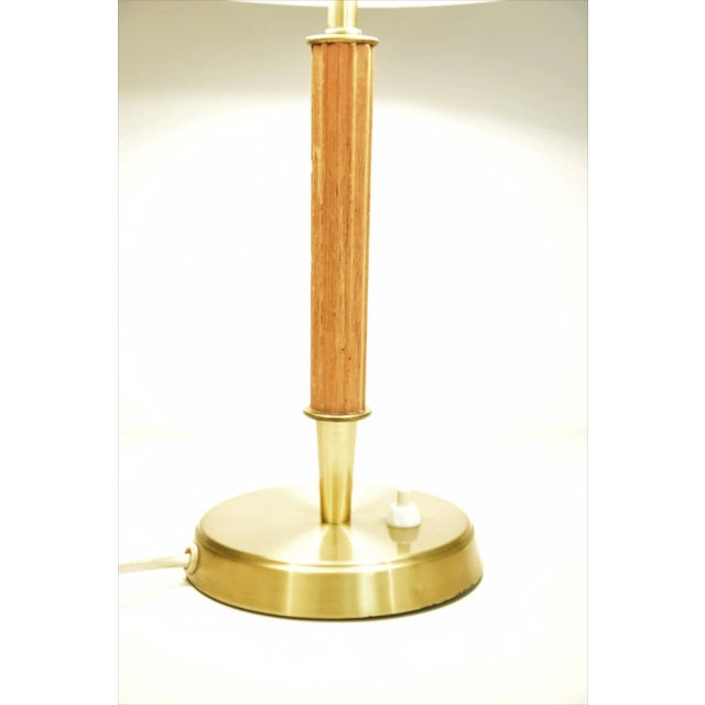 Swedish Art Deco Brass and Oak Table Lamp by Falkenbergs Belysning Ab, 1940s For Sale - Image 6 of 11