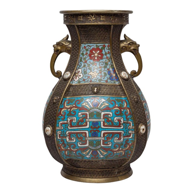 Late 19th Century Japanese Meiji Cloisonne Vase For Sale