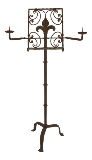 19th-Century Hand Wrought Cast Iron French Bible Stand