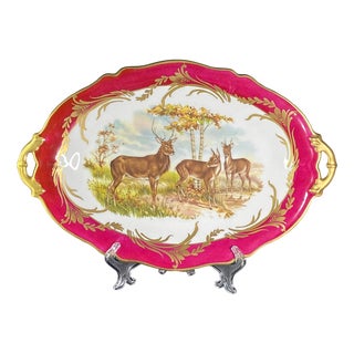 Large Antique Porcelain Plate from Giraud Limoges, France, 1920s For Sale