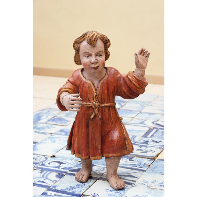 Date: 17th Century. Country: Portugal. Material: Polychrome Wood. Item condition: Some flaws and cracks along the...