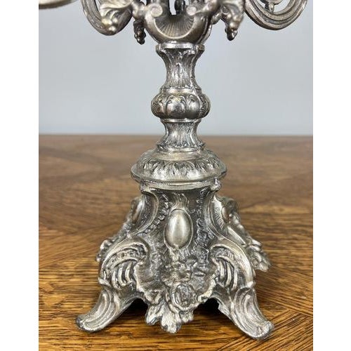 Metal Vintage French Style Metal Candelabra For Sale - Image 7 of 12