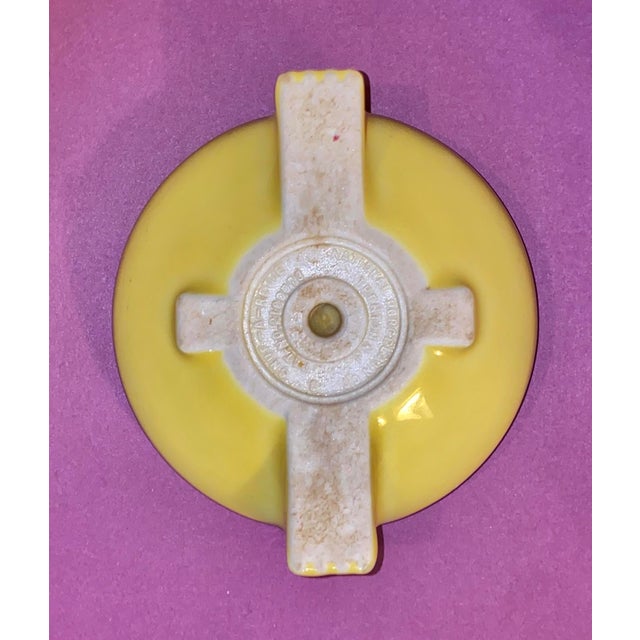Mid 20th Century Vintage Yellow Art Deco Ceramic Cigarette Ashtray MCM For Sale - Image 5 of 6