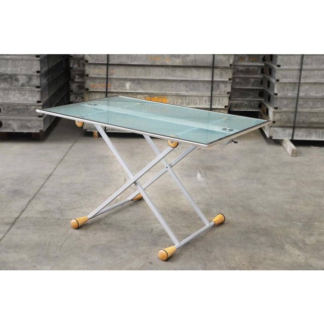 Extendable Side Table in Glass with Steel Structure For Sale - Image 11 of 17