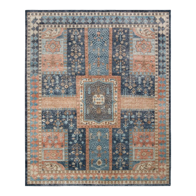 Rug & Kilim’s Oversized Boulevard Rug in Blue and Rust , 12x15 For Sale