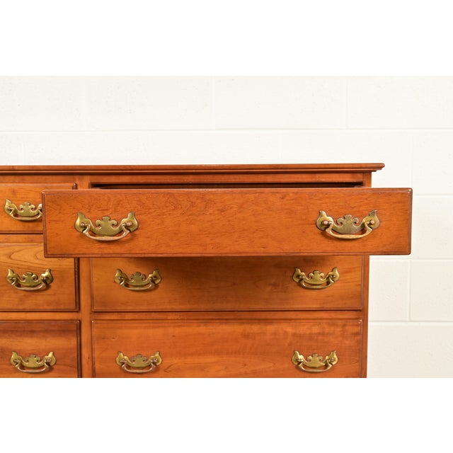 Wood L. & J. G. Stickley Georgian Solid Cherry Wood Eight-Drawer Double Dresser, Circa 1950s For Sale - Image 7 of 16