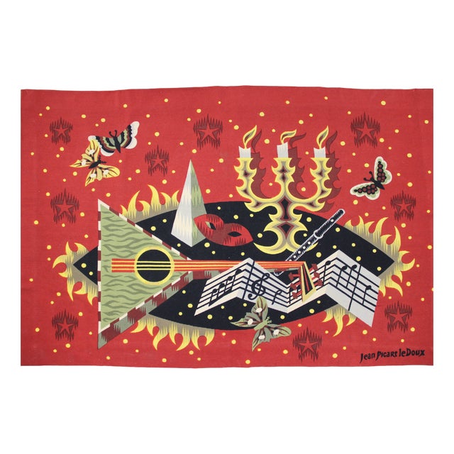 Hand-Printed Chamber Music Tapestry by Jean Picart Le Doux, 1950s For Sale