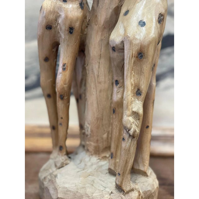 1970s Vintage Hand-Carved Giraffe Wooden Sculpture For Sale - Image 5 of 8