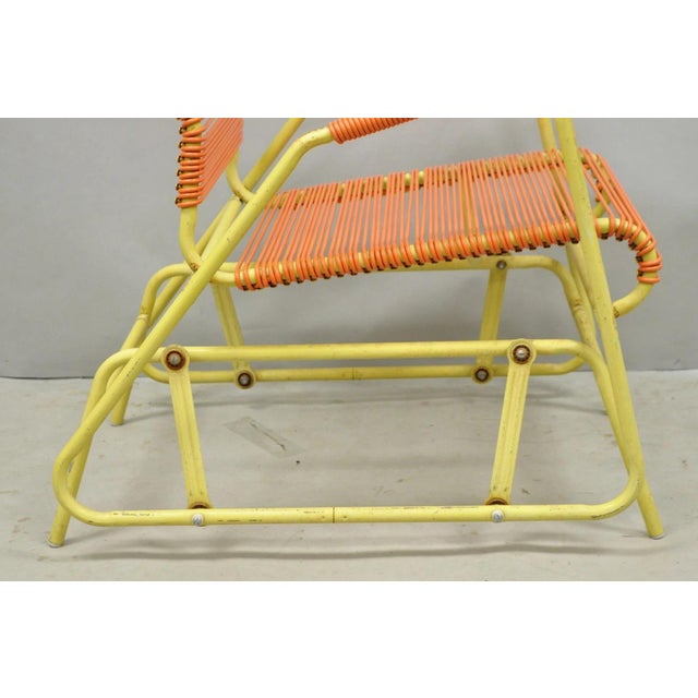 Mid 20th Century Vintage Mid Century Modern Orange Vinyl Spaghetti Strap Glider Lounge Chair For Sale - Image 5 of 18