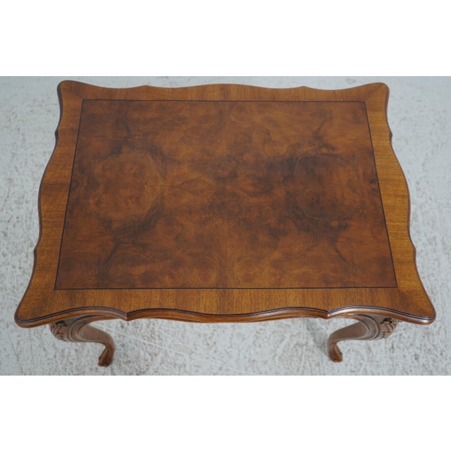 Karges Furniture Pair Karges Burl Walnut Louis XV Lamp Tables For Sale - Image 4 of 12