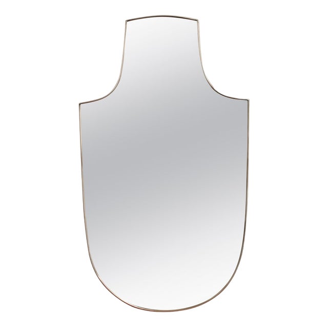 Vintage Italian Wall Mirror with Brass Frame, 1950s For Sale