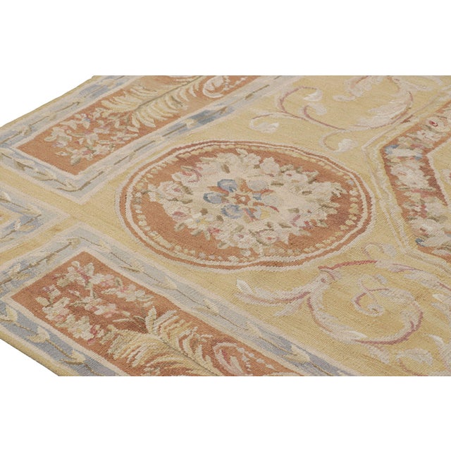 Late 20th Century Rug & Kilim's Aubusson Style Rug in Gold & Beige With Floral Medallion For Sale - Image 5 of 8