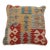 Arteverk Handwoven Afghan Kilim Pillow — Red & Teal Geometric Patchwork For Sale