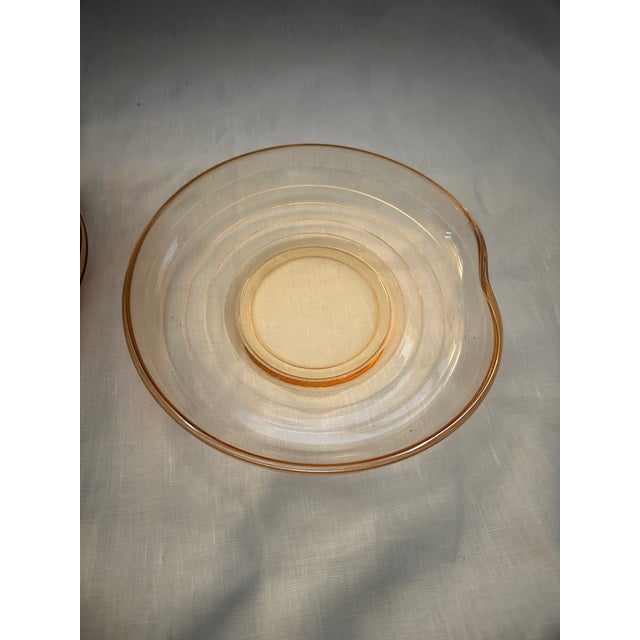 Vintage Fostoria Peach Swirl Glass Salad Plates & Bowl Set For Sale - Image 11 of 12