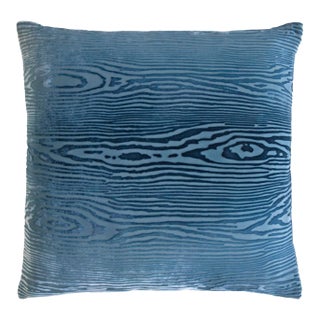 Kevin O'Brien Woodgrain Denim Cut Velvet 24" Pillow For Sale