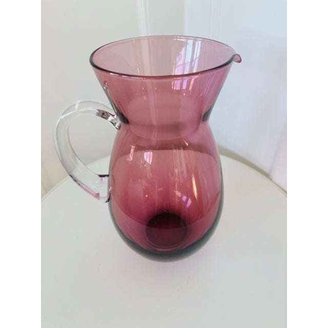 Mid-Century Modern Mid-Century Modern Amethyst Glass Pitcher For Sale - Image 3 of 9